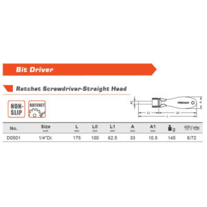 RATCHET SCREW DRIVER 1/4" DR STRAIGHT FIXMAN