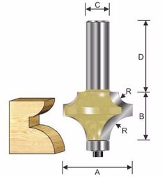 ARDEN ROUTER BIT DOUBLE CORNER CUTTER 38.1X25.4X8MM
